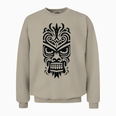 Tribal Tiki Mask Unisex Sweatshirt - Sand