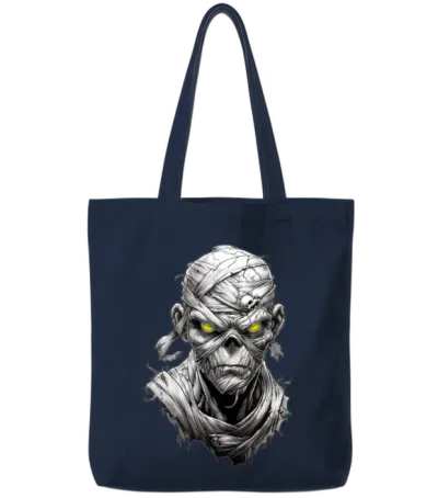 Mummy with Glowing Eyes Tote Bags - Navy