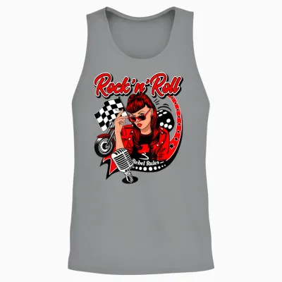 Rockabilly Vintage 50s Rock N Roll Swing Doo Wop Pinup T-Shirt, White Unisex Tank Top - Sport Grey