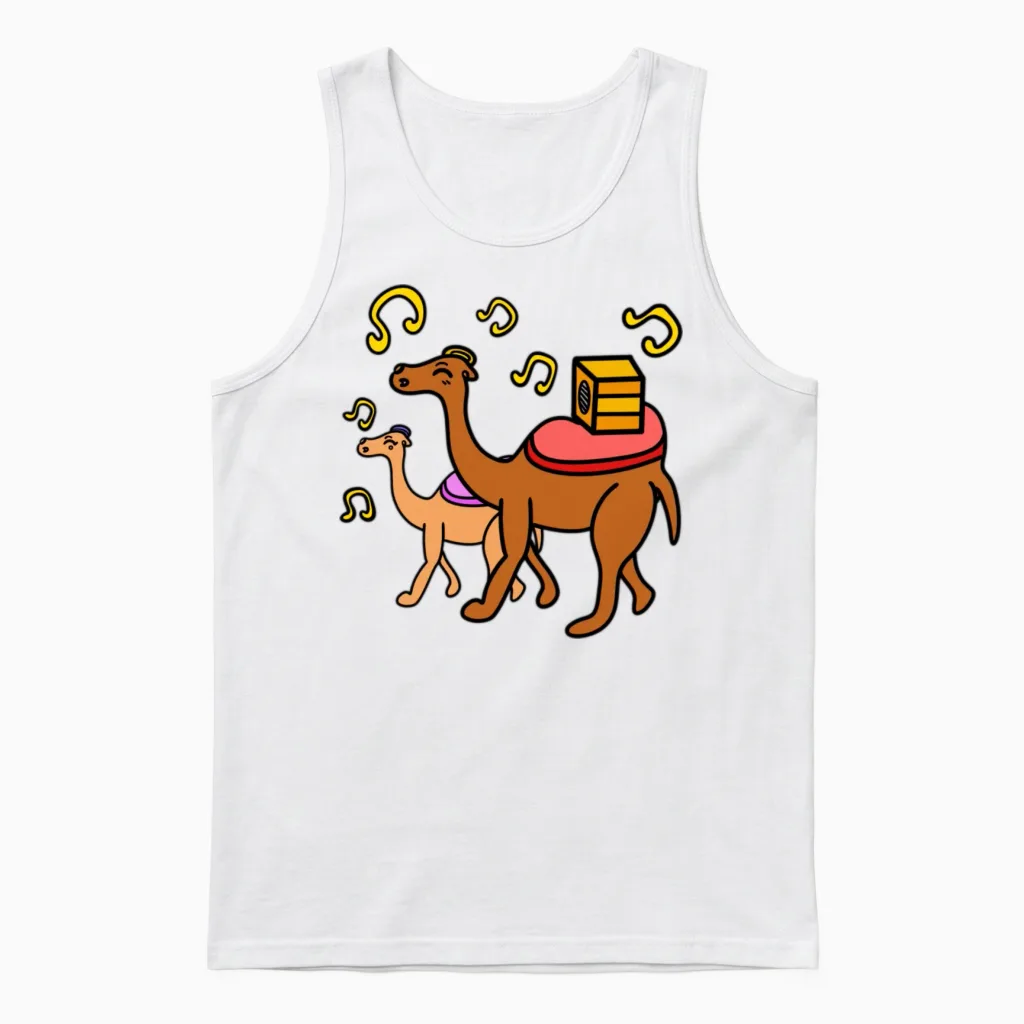 Funny Cartoon Camels Unisex Tank Top in White