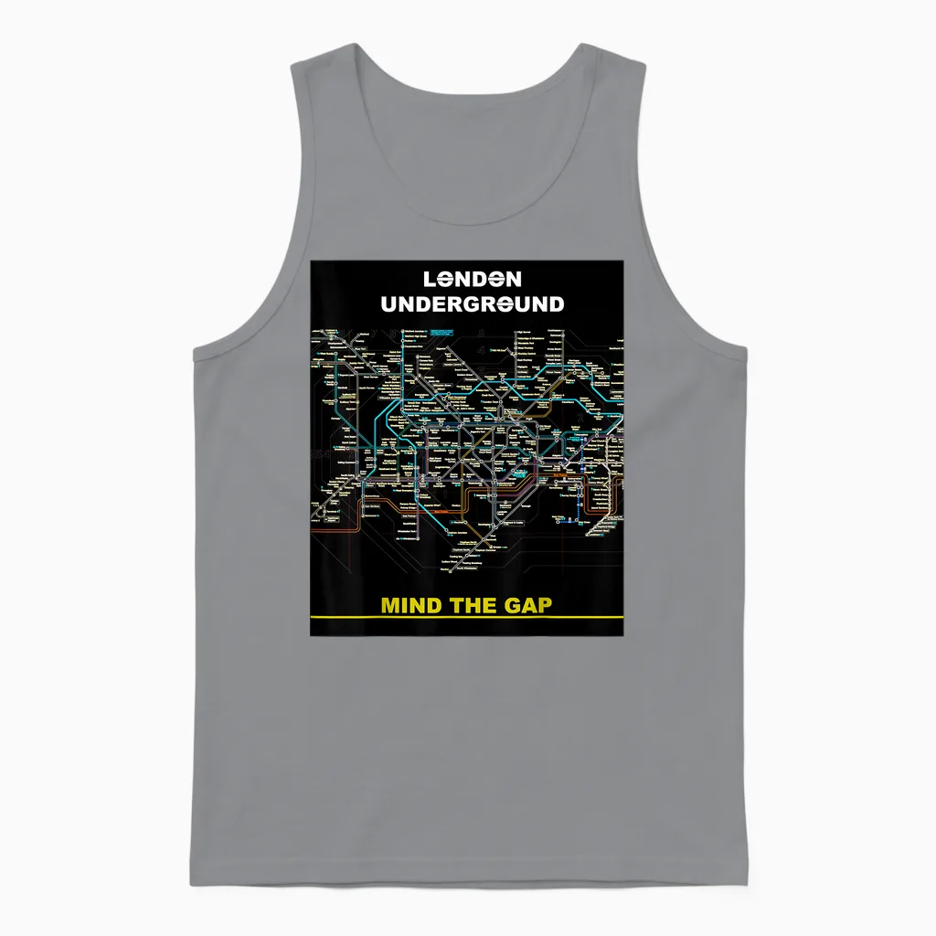 London Underground Mind the Gap Map England Großbritannien Zug Tube Unisex Tank Top in Sport Grey