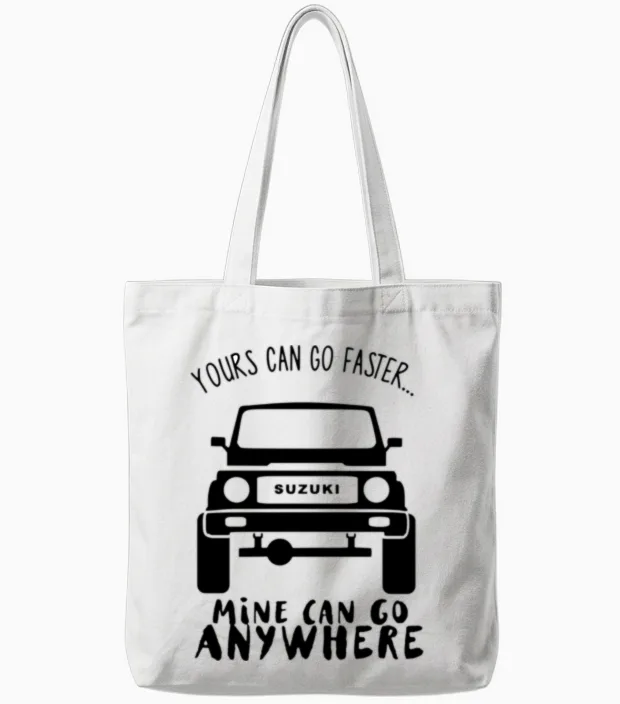Suzuki Samurai Humorous Tote Bags in White