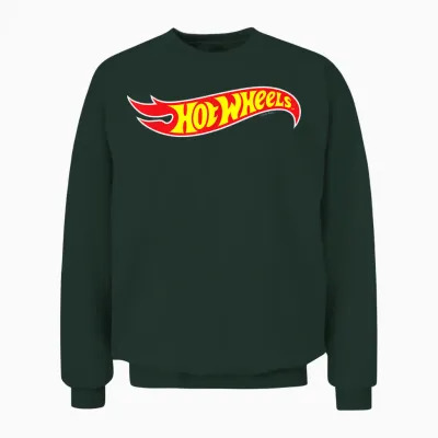 Hot Wheels - Hot Wheels Logo T-Shirt - Boys' Unisex Classic Fit Short Sleeve Crew Neck T-Shirt - Black - Size: Xs (4/5), S (6/7), M (8), L (10), Xl (12), Xxl (14/16) - Novelty T-Shirts Unisex Sweatshirt - Forest