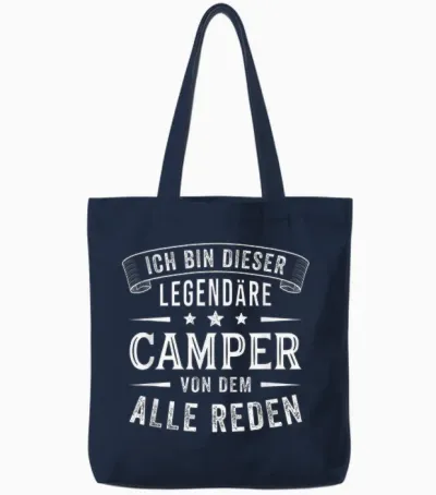 Men's I Am This Legendary Camper Funny Camping T-Shirt, Black Tote Bags - Navy