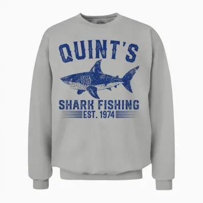 Vintage Quint's Shark Fishing 1974 Retro Fisher Birthday Unisex Sweatshirt - Ash