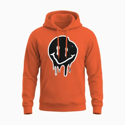 Smile Face Emoticons Fun Graffiti Smileys Graphic T-Shirt, Black, S Unisex Hoodie - Orange
