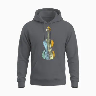 Violin Retro Unisex Hoodie - Charcoal
