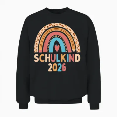 Schulkind 2026 Regenbogen Pastell Einschulung Unisex Sweatshirt - Black