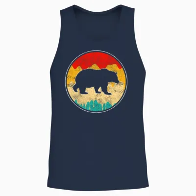 Bear Retro Unisex Tank Top - Navy
