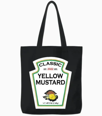 Yellow Mustard Diy Halloween Costume Matching Grou Tote Bags - Black