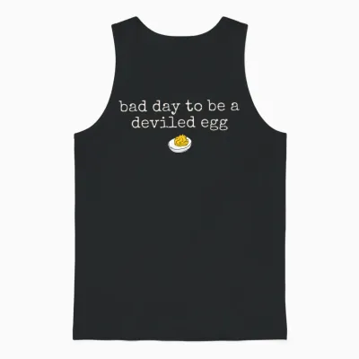 Retro Funny Thanksgiving Dinner Bad Day to Be a Deviled Egg Unisex Tank Top - Black