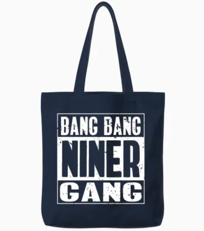 Bang Bang| Niner| Gang| Bandwagon| Humor Football Tote Bags - Navy