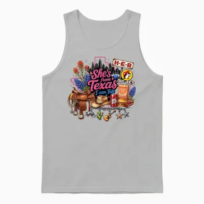 She's from Texas I Can Tell State Pride Girls Women Unisex Tank Top - Ash