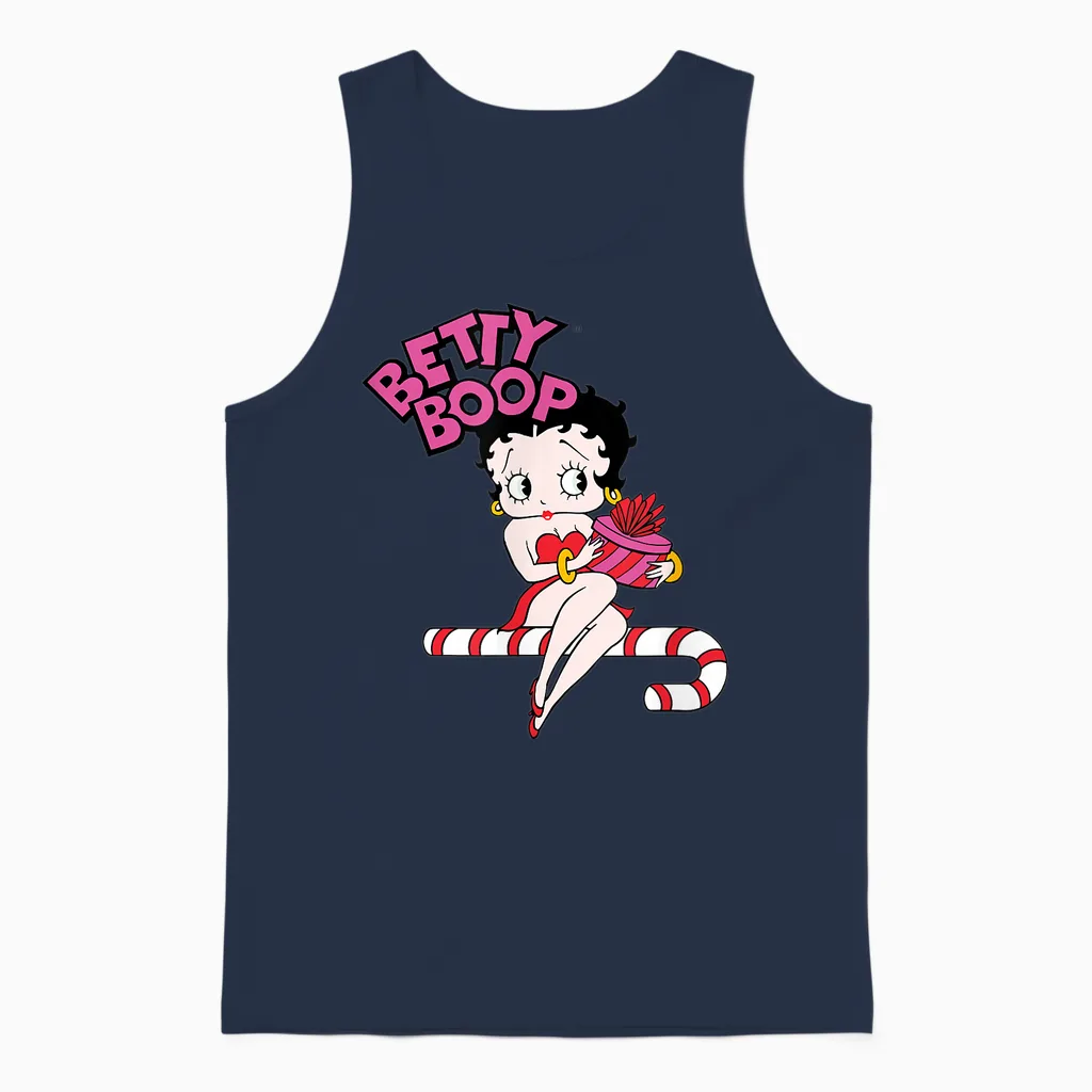 Candy Cane Graphic T-Shirt Papl3165 Unisex Tank Top in Navy