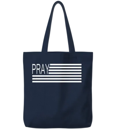 Pray Flag Kirk Cameron's Campfire Revival Prayer Tote Bags - Navy