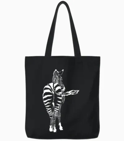 Zebra Butt Afrique Manche Longue Tote Bags - Black