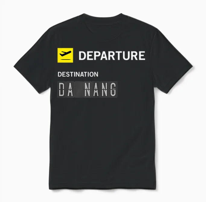 Tableau D'affichage Aéroport Départ Da Nang Unisex T-Shirt in Black