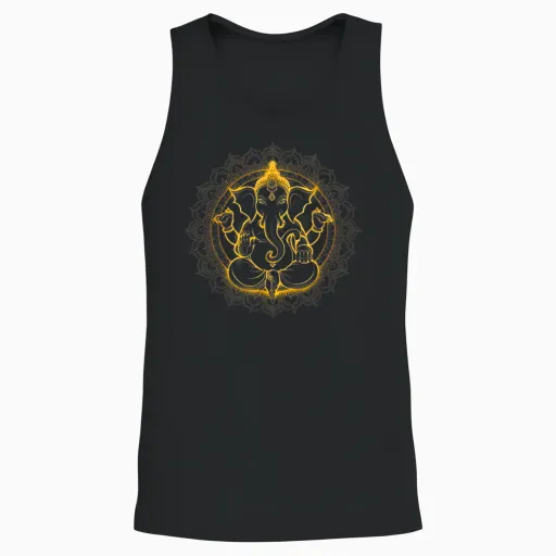 Hindu Ganesh Puja Elephant God India Meditation Yoga Murti Unisex Tank Top - Black