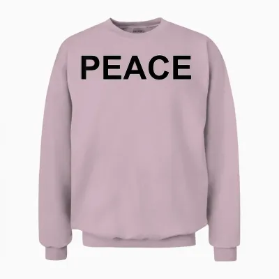 Peace Large Police in Black with White Edge Unisex Sweatshirt - Light Pink