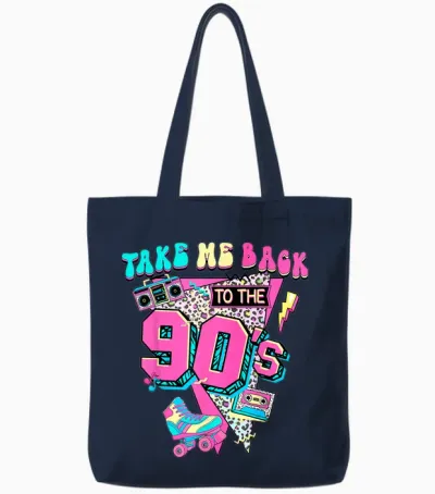 Take Me Back to the 90's Gen X Baby Boomers Vintage 1990er Tote Bags - Navy