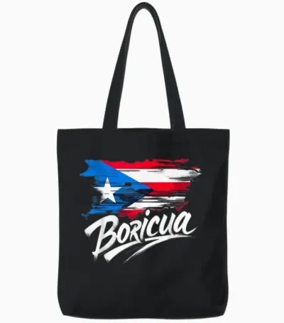 Puerto Rico Flag Boricua Tote Bags - Black