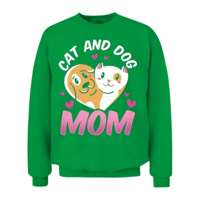 Cat and Dog Mom Cats Lover Dogs Unisex Sweatshirt - Irish Green