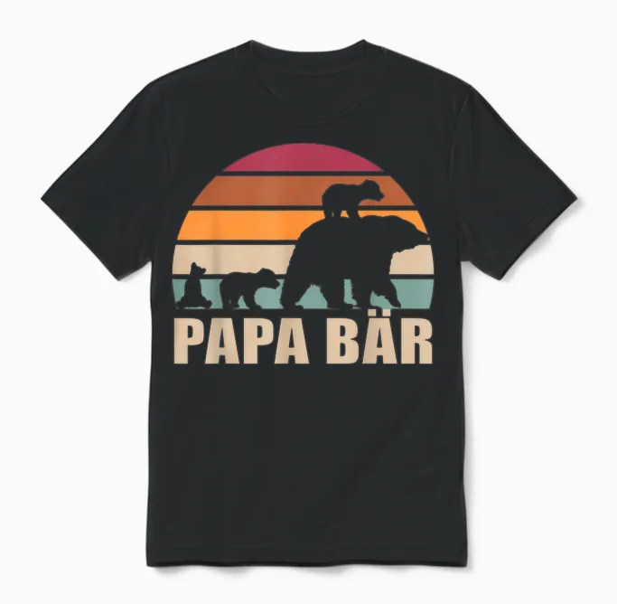 Papa Bär 3 Kinder Vatertag Dreifach Papa Von Drei Kindern Unisex T-Shirt in Black