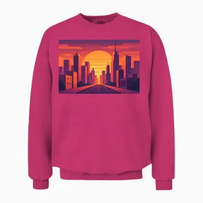 Sunset in Retro City Unisex Sweatshirt - Heliconia