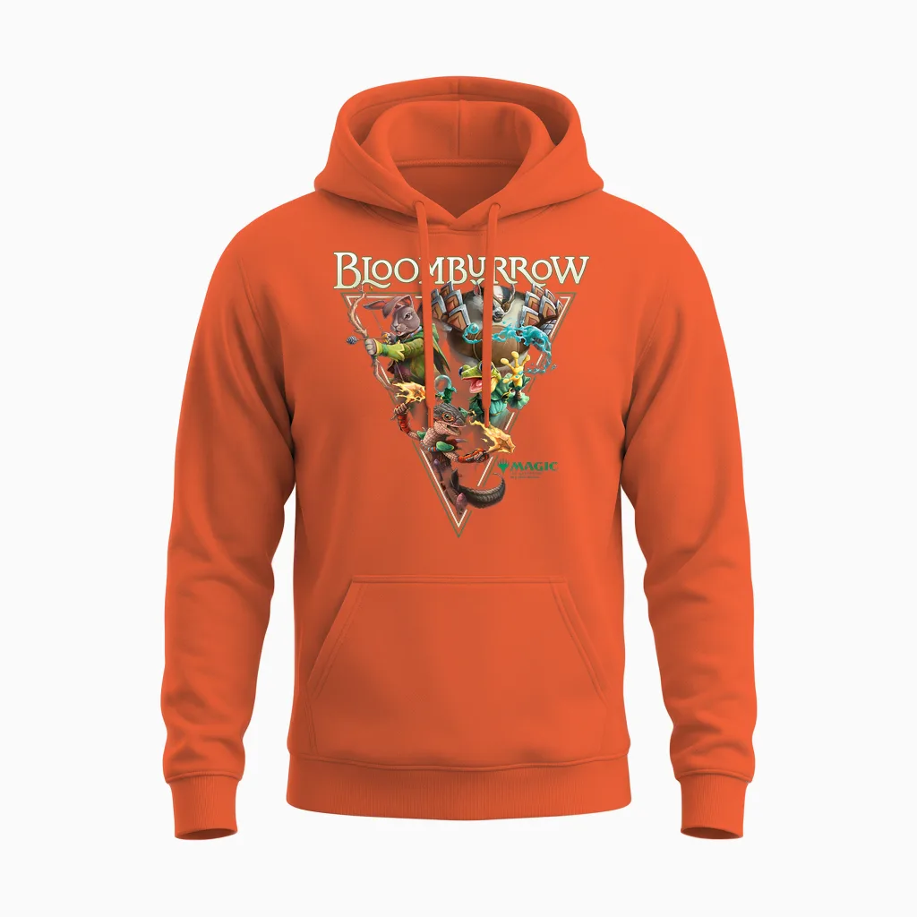 Magic: the Gathering Bloomburrow Portrait Vintage T-Shirt, Black, S Unisex Hoodie in Orange