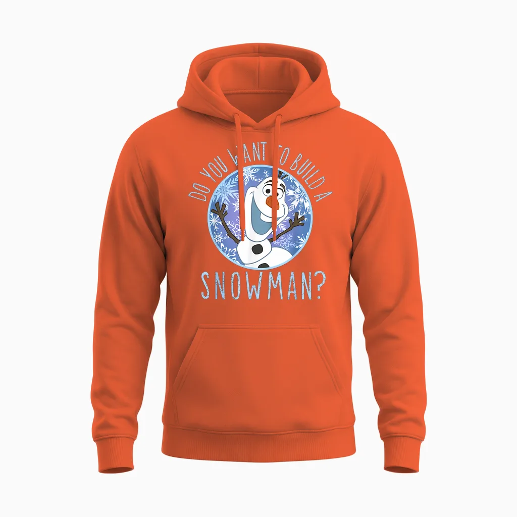 Disney Frozen Olaf Do You Want to Build a Snowman Unisex Hoodie in Orange