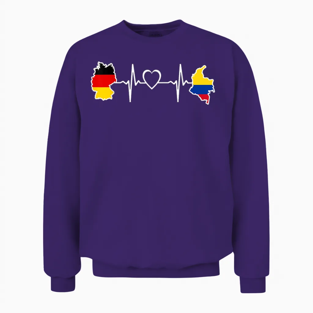 Kolumbianische Deutsche Flagge - Deutschland Kolumbien Herzschlag Unisex Sweatshirt in Purple