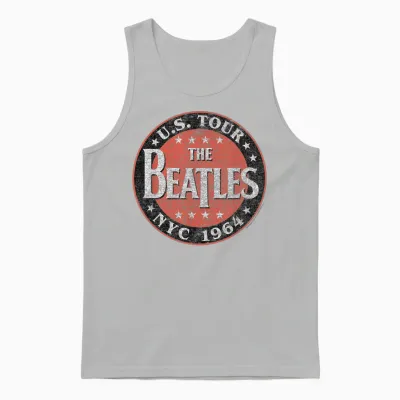 The Beatles Us Tour Nyc 1964 Short Sleeve Unisex Tank Top - Ash