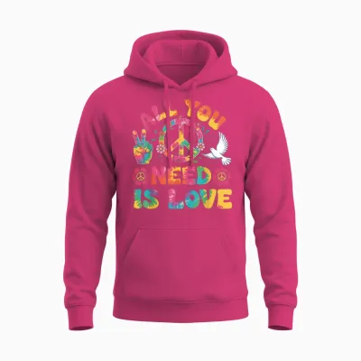 All You Need Is Love Costume Hippie 60s 70s Carnival Unisex Hoodie - Heliconia