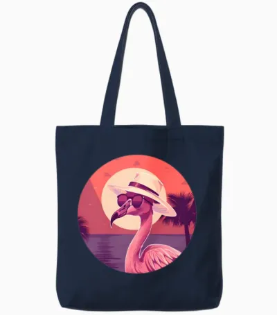 Style Flamingo Lovers Retro Tote Bags - Navy