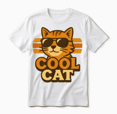 Cool Cat Retro Unisex T-Shirt - White
