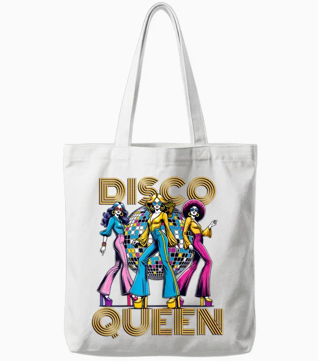 Disco Queen Retro Vintage Dancing 70s 80s 90s Disco T-Shirt, Black, Female X-Small Tote Bags in White