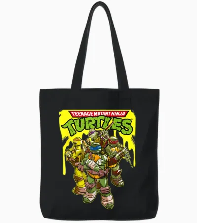 Tmnt Yellow Splatter Paint Tote Bags - Black