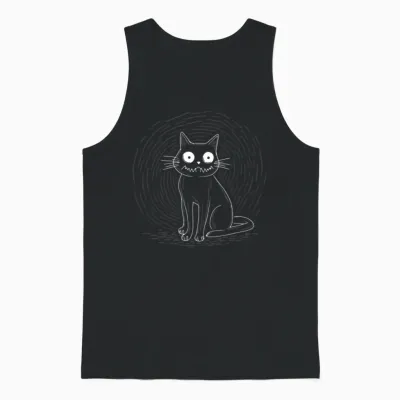 Funny Animals Cat Unisex Tank Top - Black