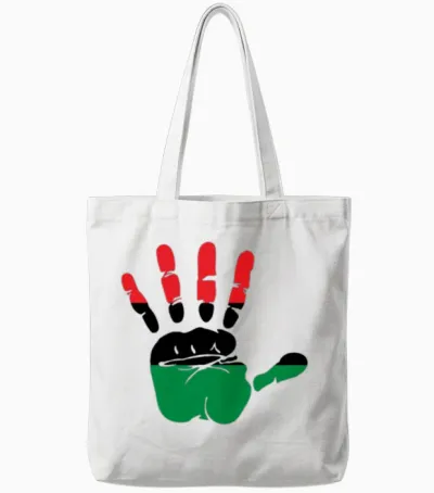 Pan African Flag Hand Print Sign Afro- American Tote Bags - White