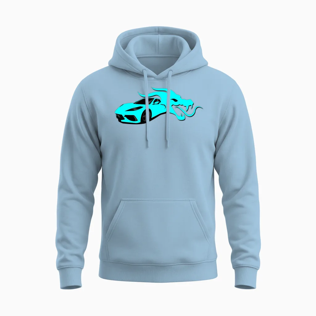 Sport Car and the Dragon - Charmwal Unisex Hoodie in Light Blue