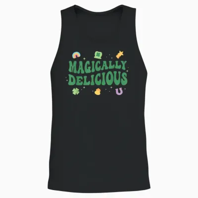 Magically Delicious Lucky Charms Groovy St Patricks Day Unisex Tank Top - Black