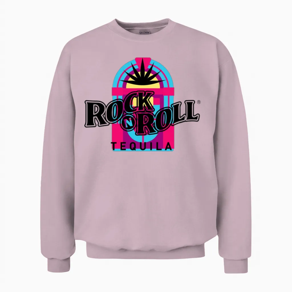 Rock N Roll Tequila Sixth Collection Unisex Sweatshirt in Light Pink