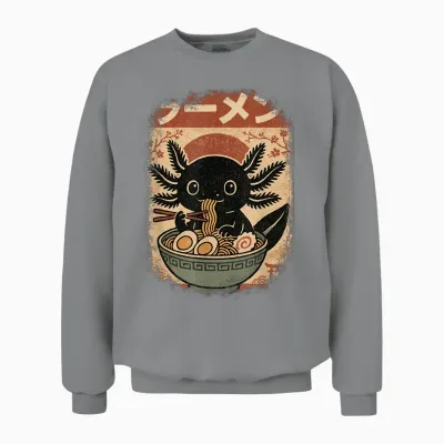 Kawaii Axolotl Ramen Japanese Art Anime Boys Teens Unisex Sweatshirt - Sport Grey