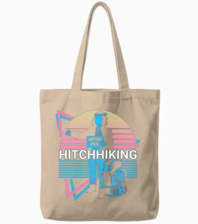Hitchhiking Retro Hitch Hiking Tote Bags - Natural