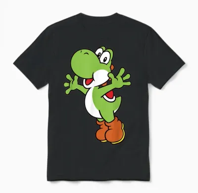 Super Mario Yoshi Classic Jump Portrait Unisex T-Shirt - Black