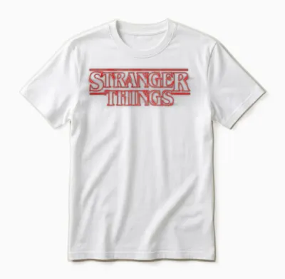 Stranger Things Logo T-Shirt, Black Unisex T-Shirt - White