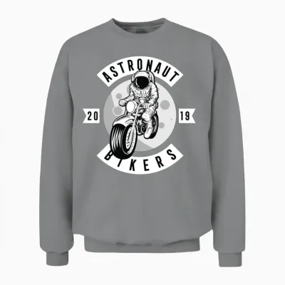 Funny Astronaut Biker Unisex Sweatshirt - Sport Grey