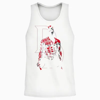 Marvel Comics Retro Daredevil in Red Shadows Unisex Tank Top - White