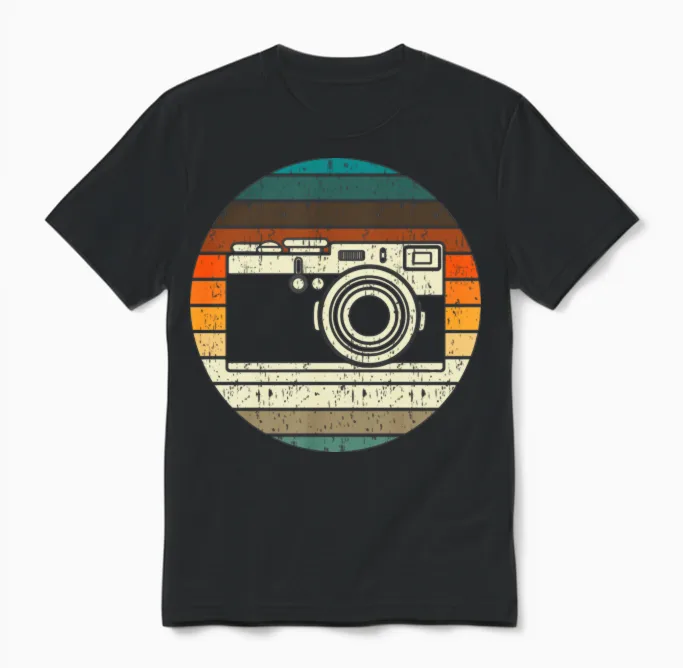 Vintage Retro Camera Photographer Unisex T-Shirt - Black