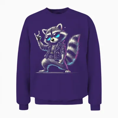 Retro-Waschbär Rockmusik Lustiges Geschenk Für Männer Frauen Unisex Sweatshirt - Purple